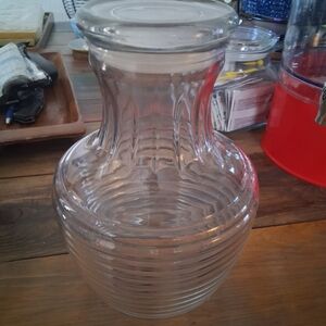 Anchor Hocking Beehive Glass Juice Water Carafe Jug Pitcher Glass Seal Lid 64oz